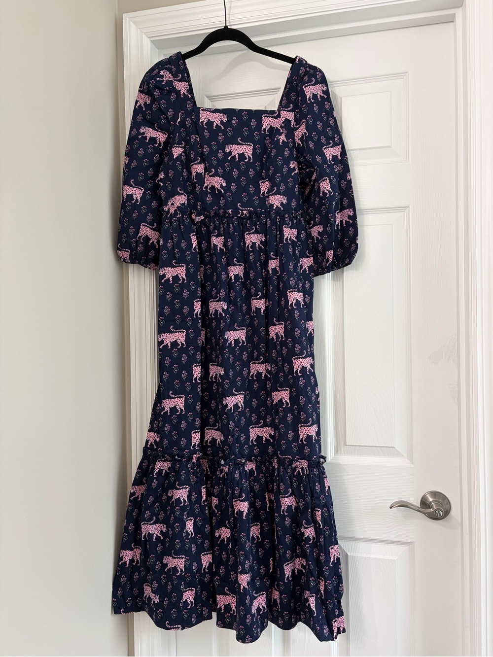 Crown & Ivy Navy Dress with Pink Leopard Print